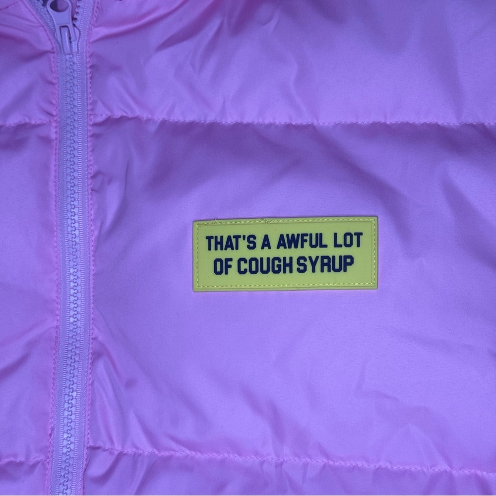 That’s A Awful lot Of Cough Syrup Pink Women’s Cropped Puffer Jacket Size XL - Picture 5 of 6
